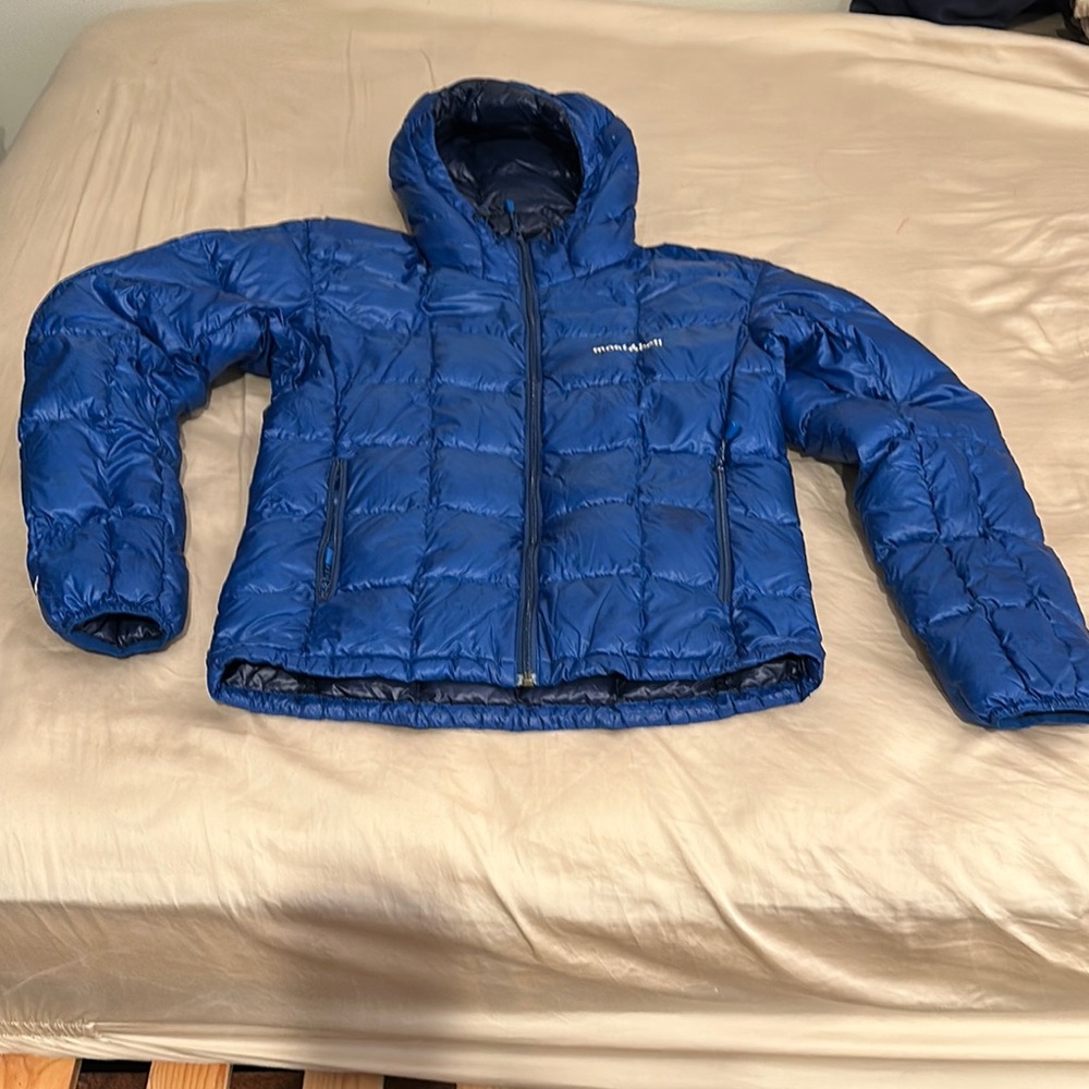 Small Montbell Blue Puffer Jacket with Hood